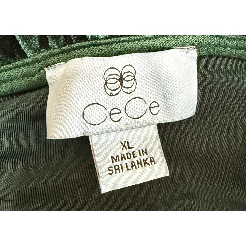 CeCe XL Emerald Green Velvet Flutter Sleeve Mock Neck Blouse Top - Picture 2 of 6